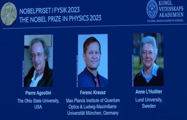 पियरे एगोस्टिनी, फेरेन्क क्रॉस्ज और एनी एल हुइलियर को भौतकी का नोबेल