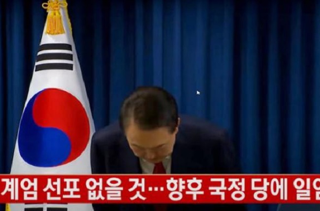 दक्षिण कोरिया के राष्ट्रपति येओल ने महाभियोग पर मतदान से ठीक पहले मार्शल लॉ घोषणा के लिए देशवासियों से माफी मांगी