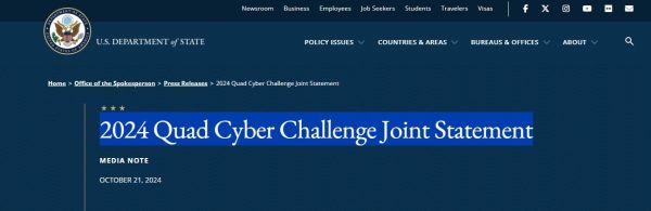 संयुक्त वक्तव्य में क्वाड साइबर चैलेंज जारी रखने की घोषणा