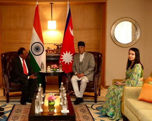 नेपाल के पूर्व प्रधानमंत्री प्रचंड ने नई दिल्ली में अजित डोभाल से की मुलाकात