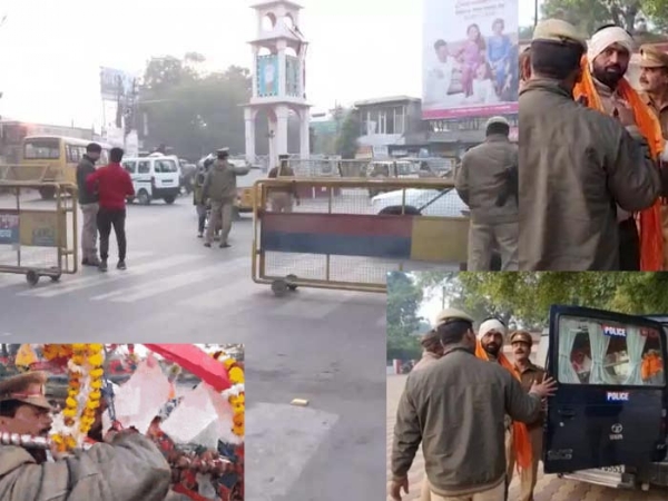मथुरा के शाही ईदगाह में लड्डू गोपाल का जलाभिषेक करने आ रहे सौरभ शर्मा को पुलिस ने पकड़ा