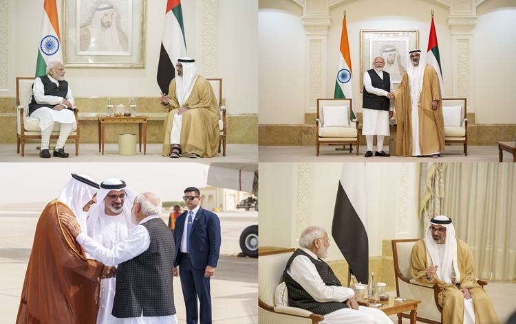 प्रधानमंत्री नरेन्&zwj;द्र मोदी फ्रांस की दो दिन की यात्रा के बाद आज अबू धाबी पहुंचे