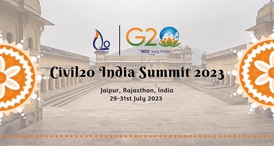 जी-20, राजस्थान के जयपुर में आधिकारिक सम्&zwj;पर्क समूह सिविल-20 शिखर सम्&zwj;मेलन की शुरुआत आज से