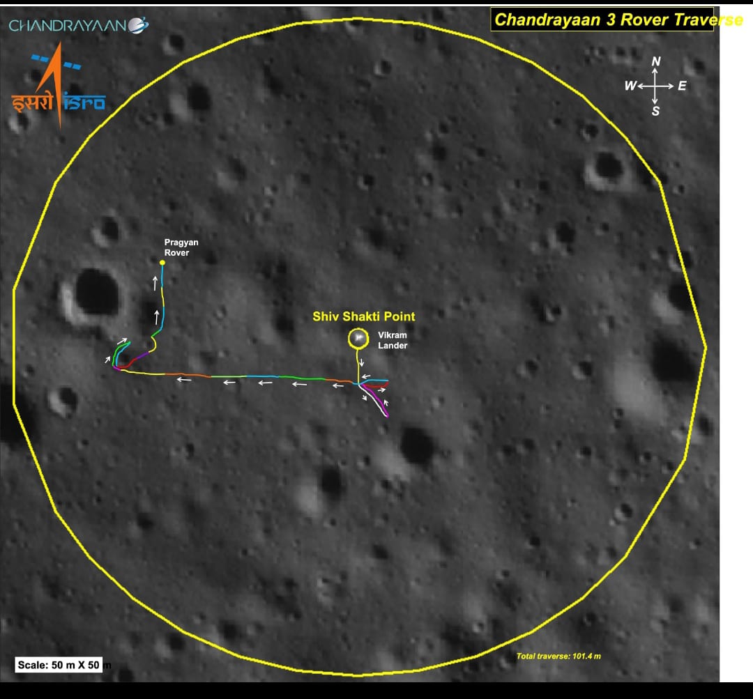 चंद्रयान-3- प्रज्ञान रोवर ने चांद पर तय की 100 मीटर की दूरी