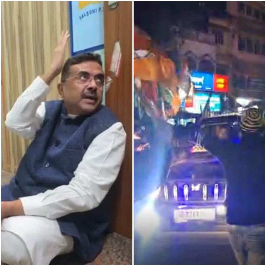  पश्चिम बंगाल के चंद्रकोणा में शुभेंदु अधिकारी के काफिले पर हमला, थाने में धरने पर बैठे नेता प्रतिपक्ष