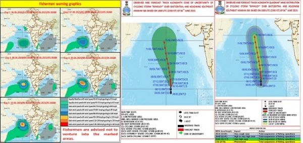 अरब सागर के ऊपर बना चक्रवाती तूफान बिपरजॉय उत्तर की ओर बढ़ रहा है। अगले 24 घंटे में इसके भीषण चक्रवात में बदलने की आशांका