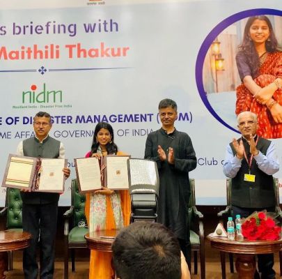 राष्ट्रीय आपदा प्रबंधन संस्थान की ब्रांड एंबेसडर बनीं मैथिली ठाकुर
