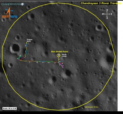 चंद्रयान-3- प्रज्ञान रोवर ने चांद पर तय की 100 मीटर की दूरी