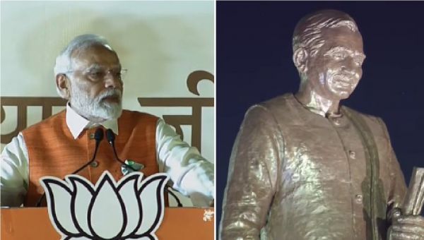 प्रधानमंत्री मोदी ने पंडित दीन दयाल उपाध्याय की 63 फुट ऊंची प्रतिमा का किया अनावरण