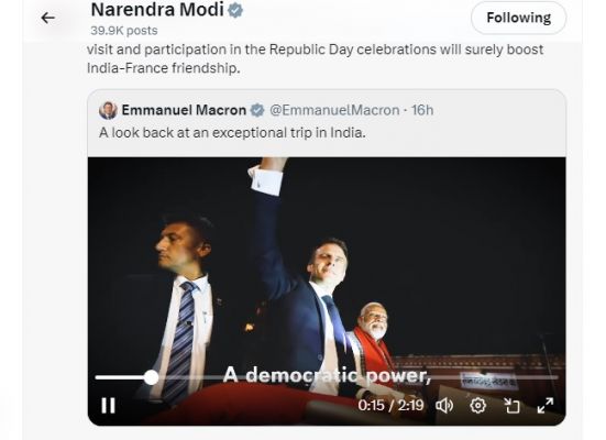 फ्रांस के राष्ट्रपति मैक्रों ने भारत में बिताए पल संजोये, प्रधानमंत्री मोदी ने कहा, यह सम्मान की बात