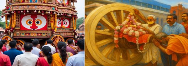 संसद परिसर में भारतीय संस्कृति के प्रतिमान : 21वीं सदी और नवोत्&zwj;थान, रथ यात्रा के तीन पवित्र पहिए